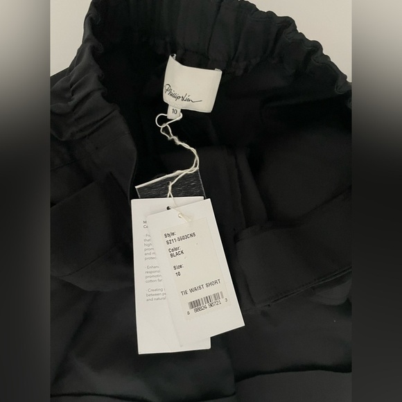 3.1 PHILLIP LIM Tie Waist Cuffed Shorts black 10 high rise dressy career glam - Picture 2 of 9